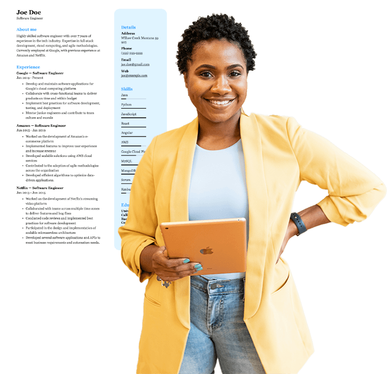 Professional woman with resume